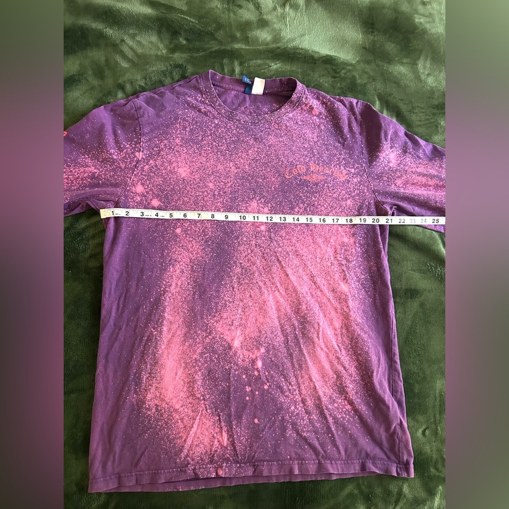 H&M Purple Bleach Dye Long Sleeve Shirt Size L Grunge Alt Streetwear Upcycled - Picture 6 of 8